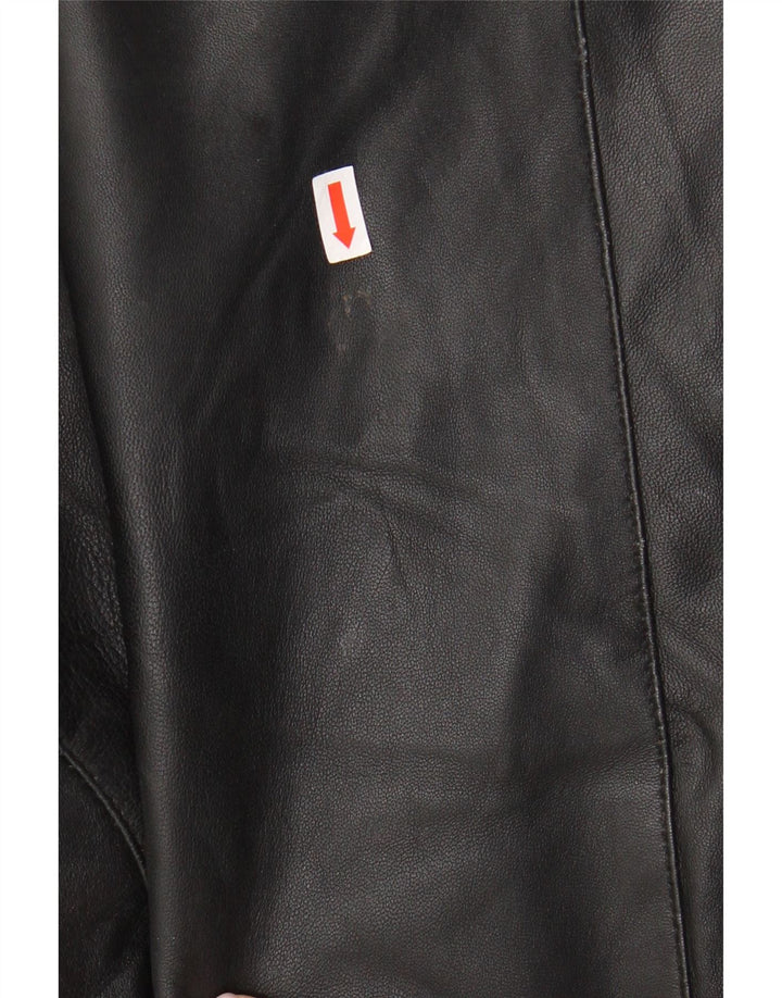 Vintage Womens Leather Coat UK 12 Medium Black Leather
