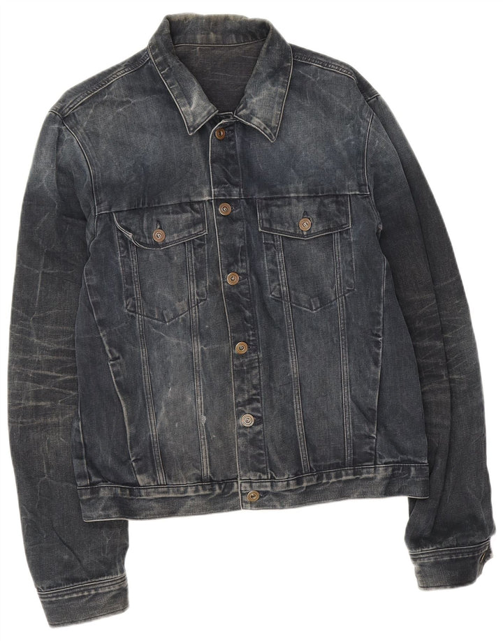 Calvin Klein Jeans Mens Denim Jacket UK 38 Medium Navy Blue Colourblock