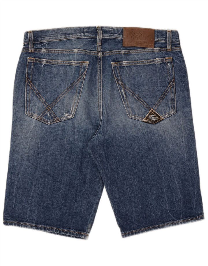Roy Rogers Mens Distressed Denim Shorts W33 Medium Blue Cotton