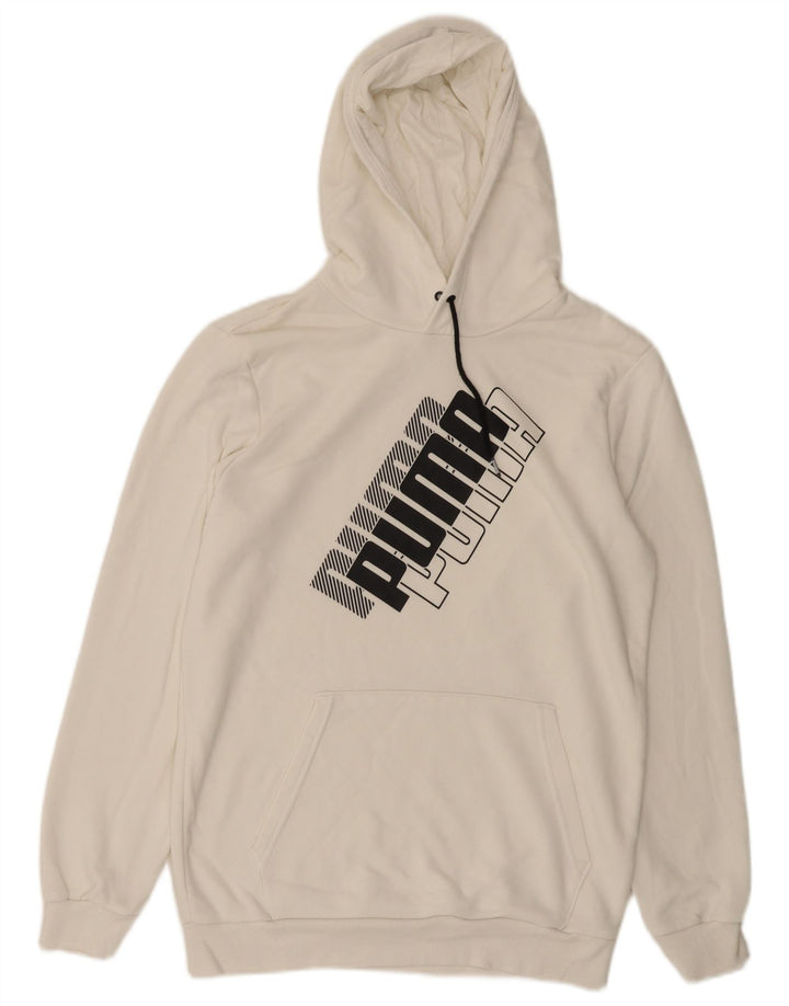 Puma Mens Graphic Hoodie Jumper Medium White