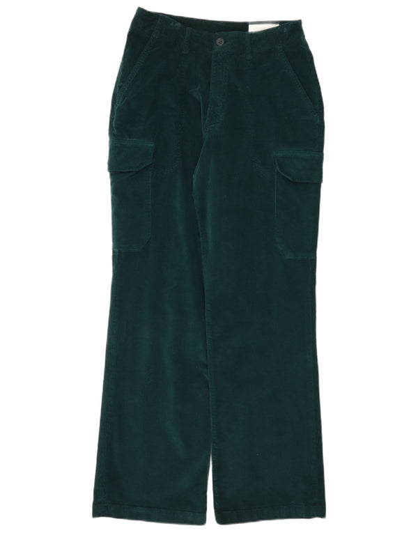 Reiko Womens High Waist Cargo Corduroy Trousers W28 L30 Green Cotton