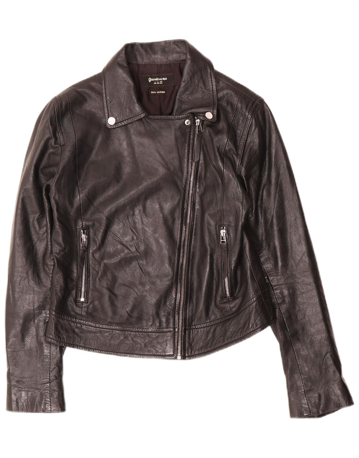 Stradivarius Womens Leather Jacket UK 14 Large Black Leather