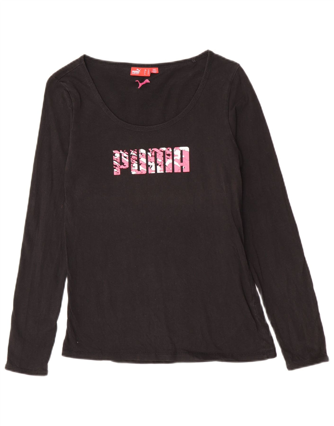 Puma Womens Graphic Top Long Sleeve UK 12 Medium Black
