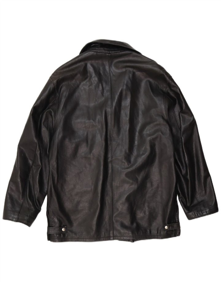 Davin Mens Leather Jacket UK 40 Large Black Leather