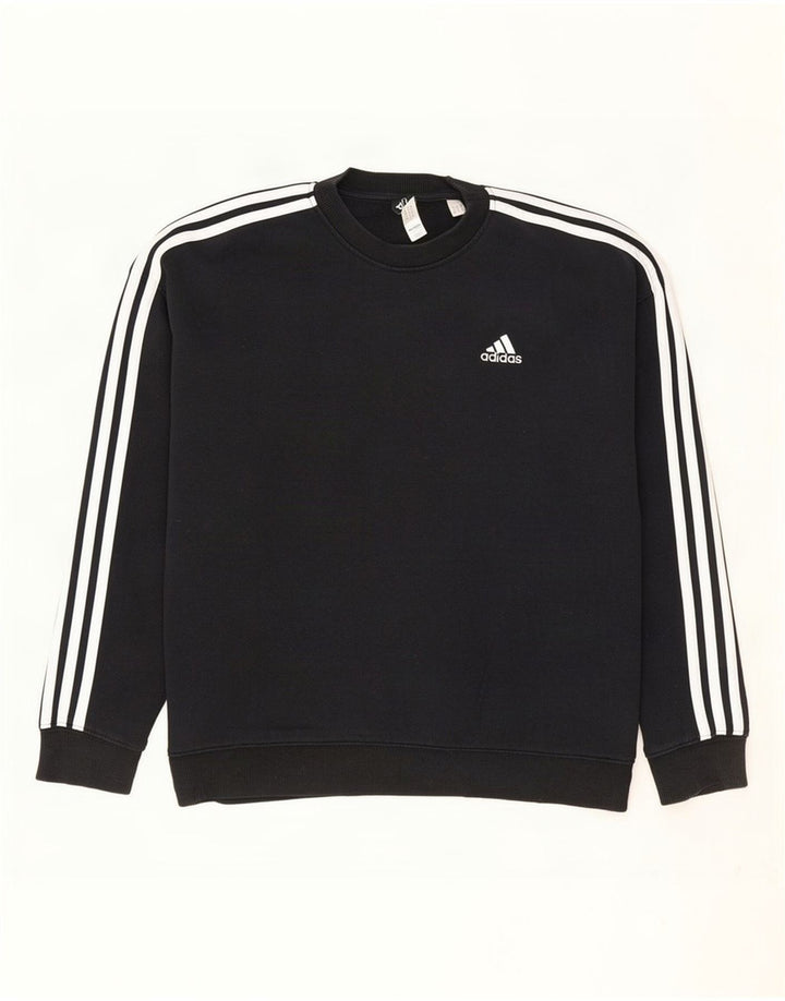 Pulover adidas supradimensionat pentru femei UK 12/14 bumbac mediu negru