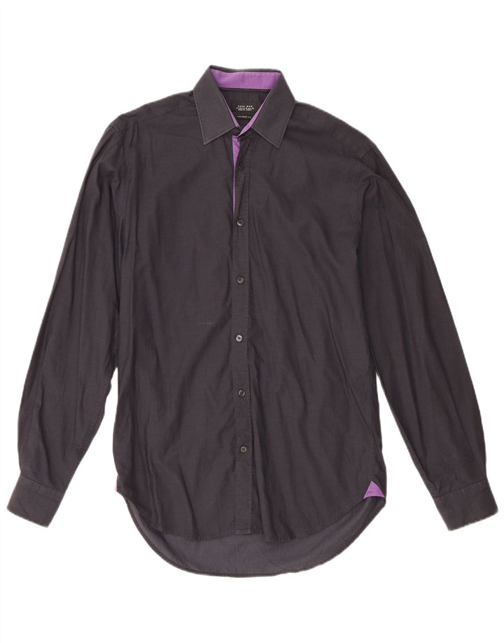 Zara Mens Tailored Fit Shirt EU 38 Medium Navy Blue