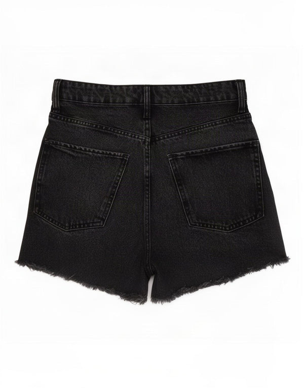 Pantaloncini in denim invecchiato da donna Zara EU 34 2XS W24 cotone nero