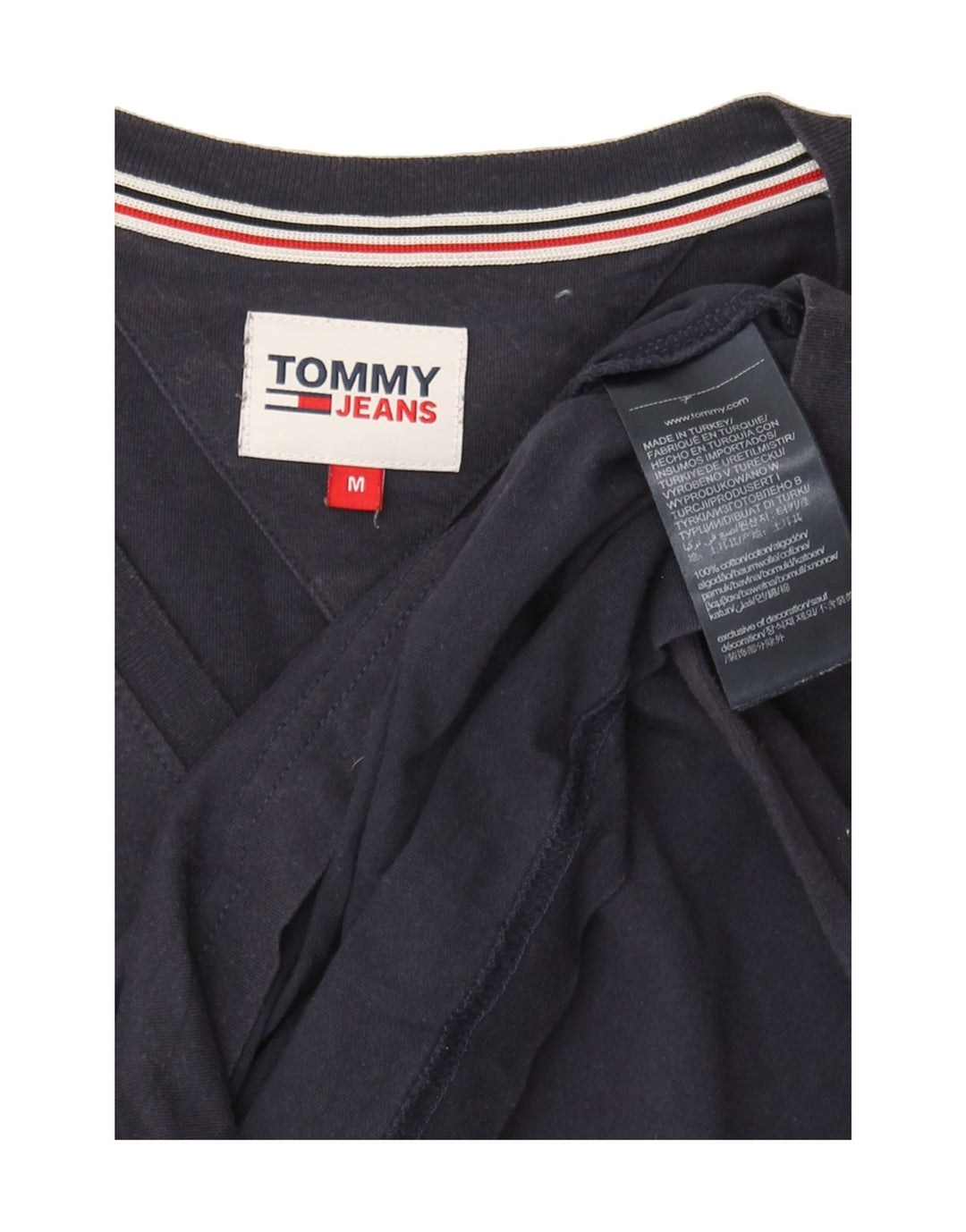 TOMMY HILFIGER Mens T-Shirt Top Medium Navy Blue Cotton Vintage Tommy Hilfiger and Second-Hand Tommy Hilfiger from Messina Hembry 