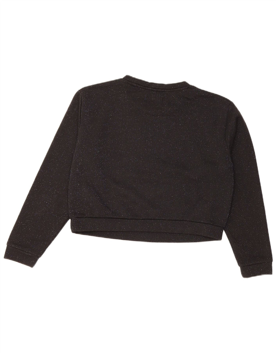 GUESS Womens Oversized Crop Sweatshirt Jumper UK 10 Small Black Flecked