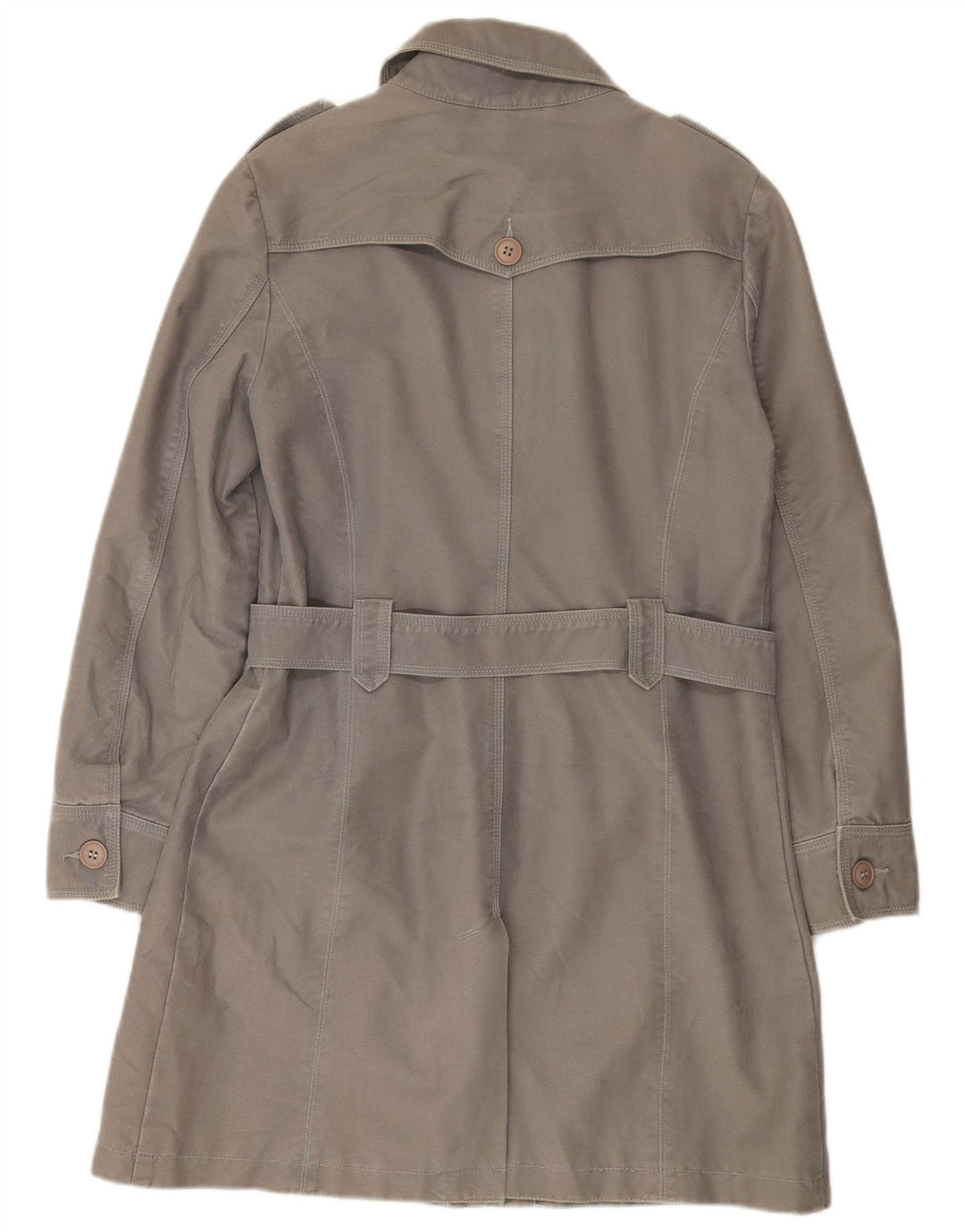 Laura Ashley Womens Trench Coat UK 14 Large Grey Cotton