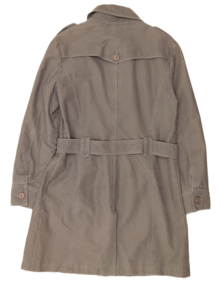 Laura Ashley Womens Trench Coat UK 14 Large Grey Cotton