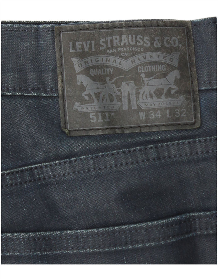 Levi's Mens 511 Slim Jeans W34 L32 Navy Blue Cotton