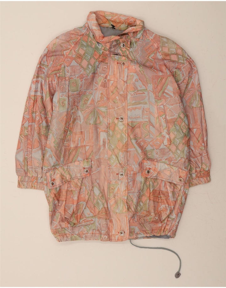 VINTAGE Womens Abstract Pattern Windbreaker Coat IT 42 Medium Pink Vintage Vintage and Second-Hand Vintage from Messina Hembry 