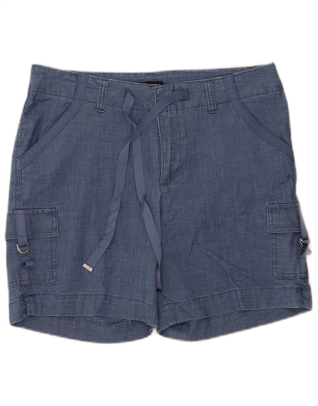 LEE Womens Regular Fit Mid Rise Cargo Shorts US 10 Large W34  Blue Cotton