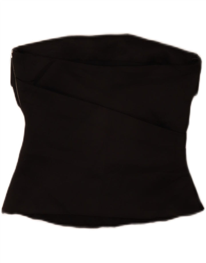 Zara Damen Crop Trägerloses Top UK 10 Small Schwarz Polyester