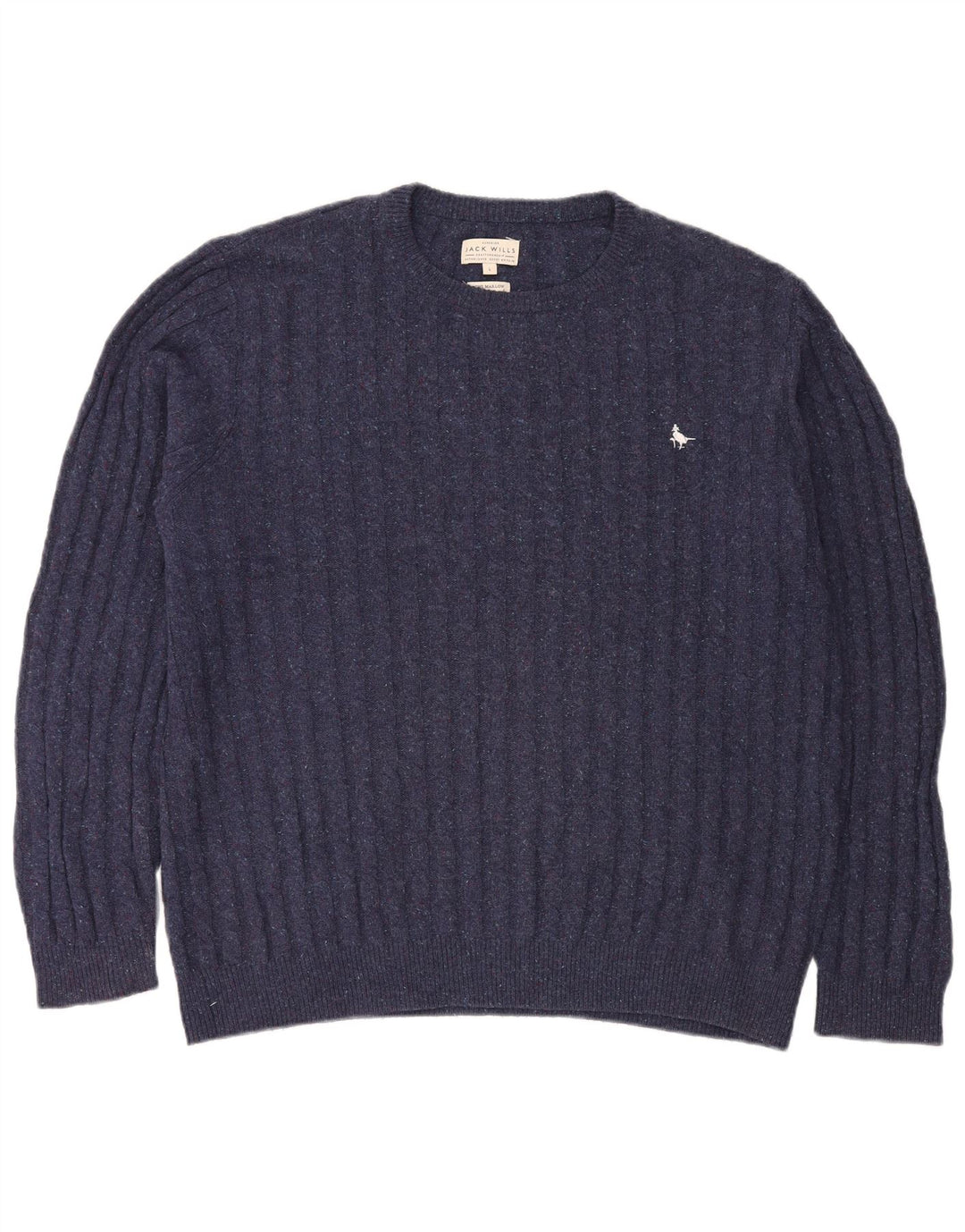 JACK WILLS Mens Crew Neck Jumper Sweater Large Navy Blue Flecked