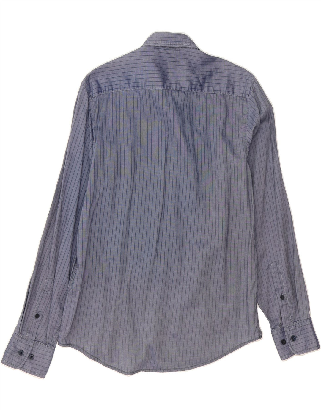 MURPHY & NYE Mens Custom Fit Shirt Medium Navy Blue Striped Vintage Murphy & Nye and Second-Hand Murphy & Nye from Messina Hembry 