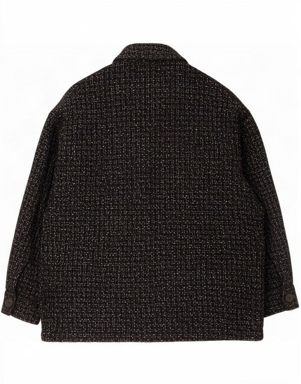 Zara Kvinder Oversized Utility Jacket UK 14 Medium Black Ternet Bomuld