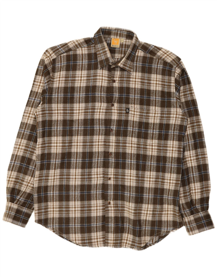 Nazca Herren-Overshirt-Hemd XL, braun kariert, Acryl