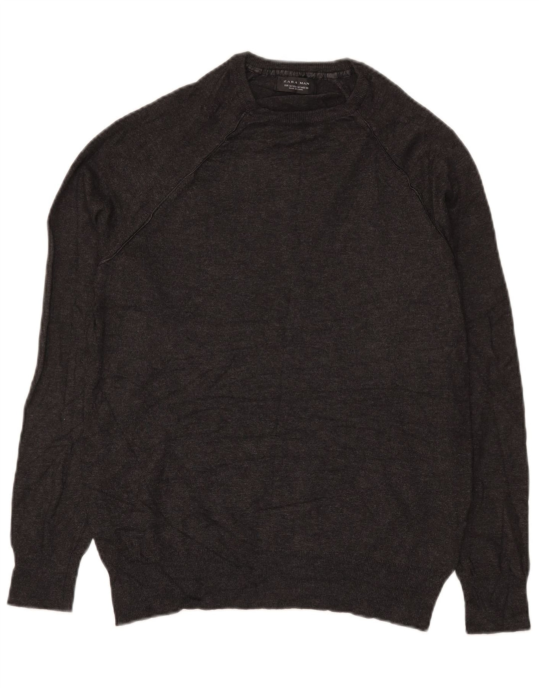Zara Mens Crew Neck Jumper Sweater Medium Grey