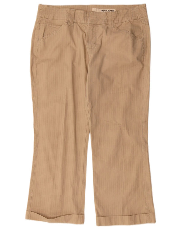 Dkny Γυναικείο Cropped Παντελόνι US 10 Large W32 L25 Beige Pinstripe Cotton