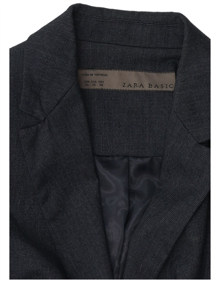 ZARA Womens 1 Button Blazer Jacket UK 6 XS Navy Blue