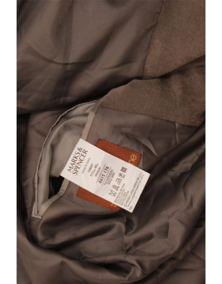 Marks & Spencer Mens 3 Button Blazer Jacket UK 46 XL Grey Polyester