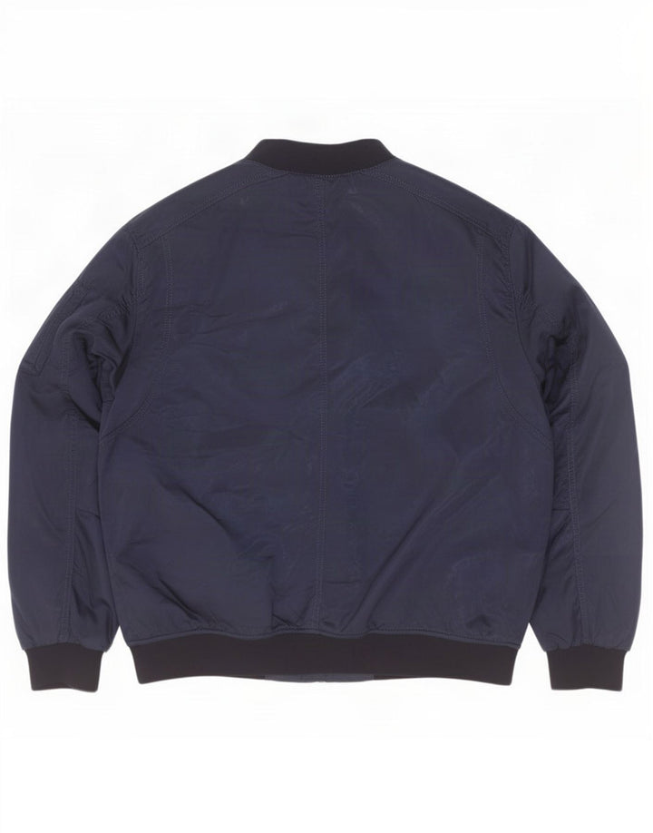 Zara Mens Bomber Jacket UK 44 2XL Azul Marino Colorblock Poliéster