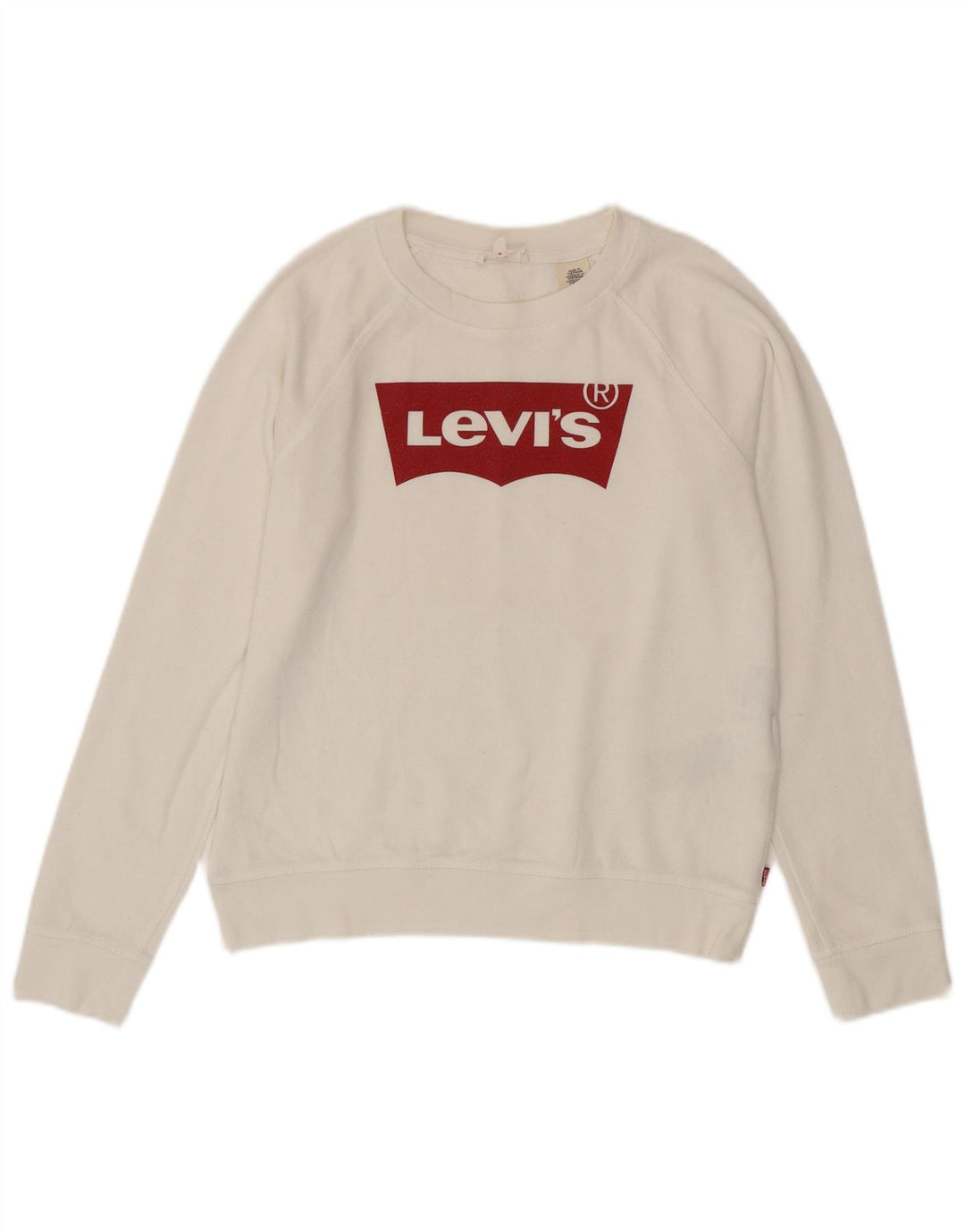 Levi's Womens Graphic Oversized Sweatshirt Jumper UK 10 Small White Cotton