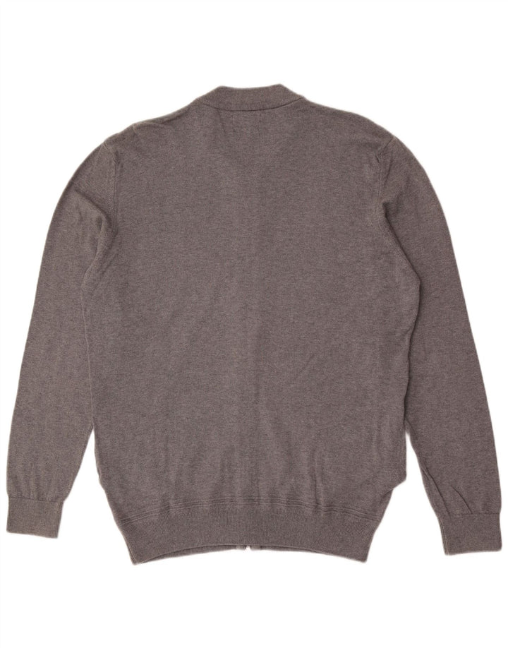 Zara Mens Cardigan Sweater XL Grey Cotton