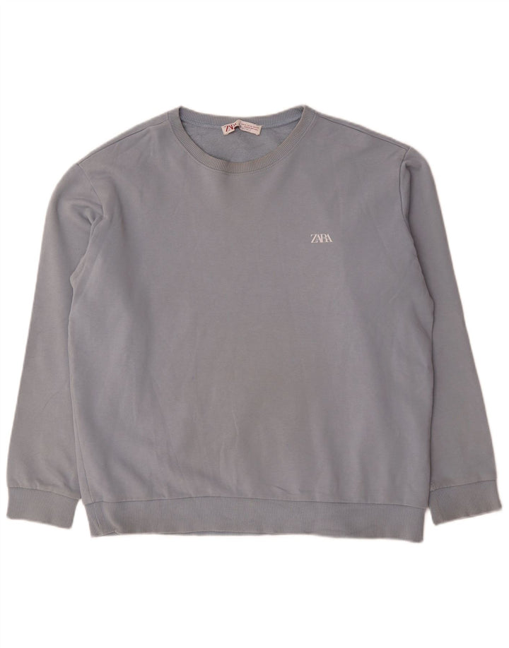 Zara Herre Sweatshirt Jumper XL Blå Bomuld