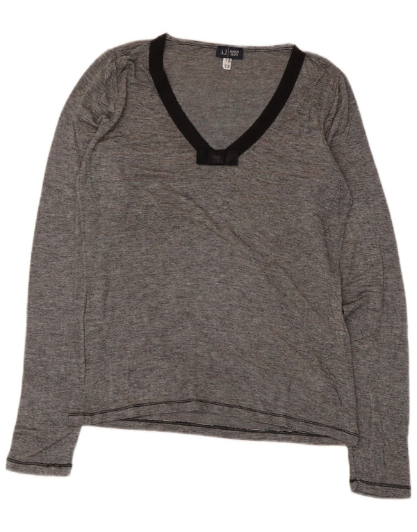 Armani Jeans Ženska majica dugih rukava UK 12 srednje sive pruge od viskoze