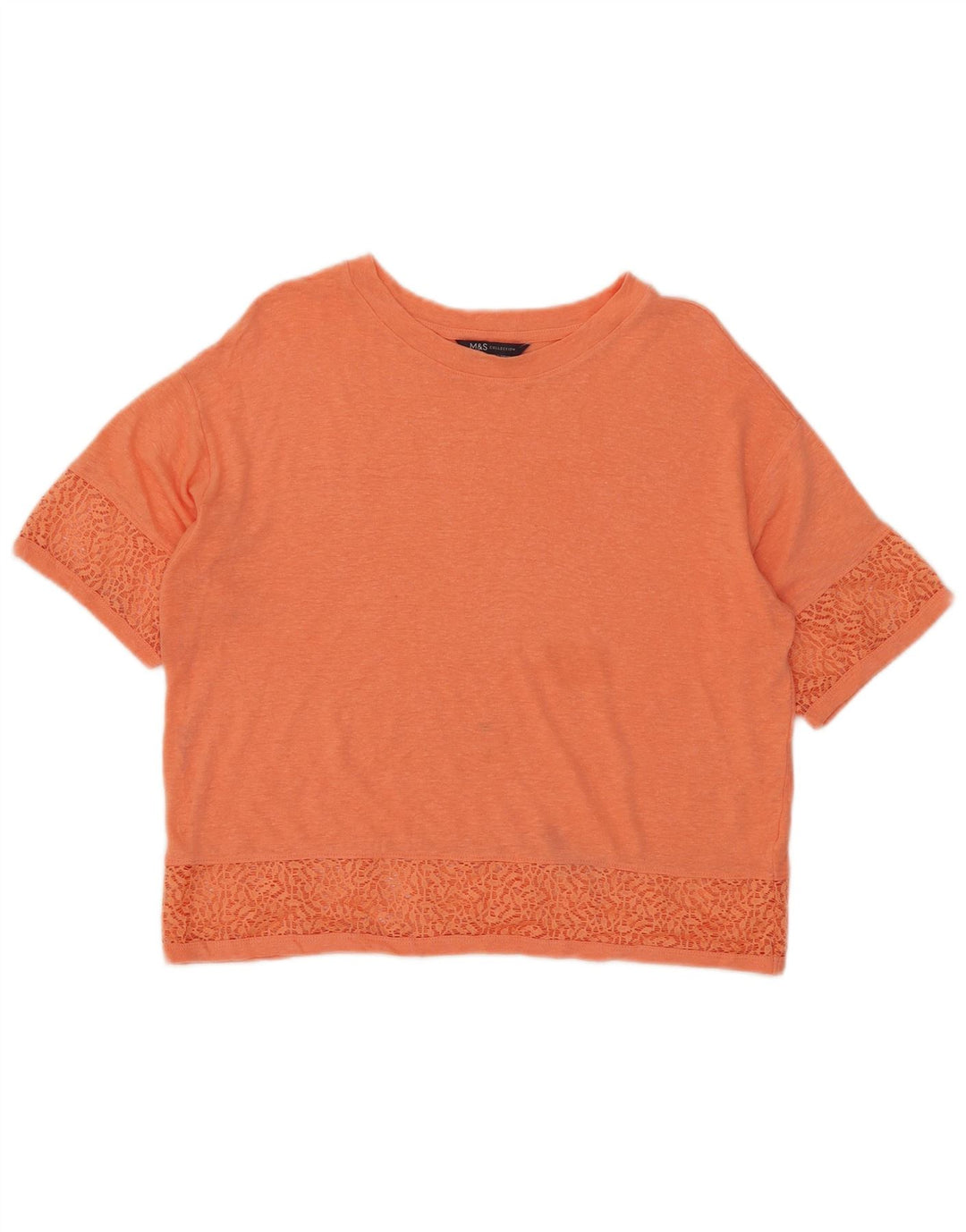 Marks & Spencer Womens Crop Oversized T-Shirt Top UK 10 Small  Orange