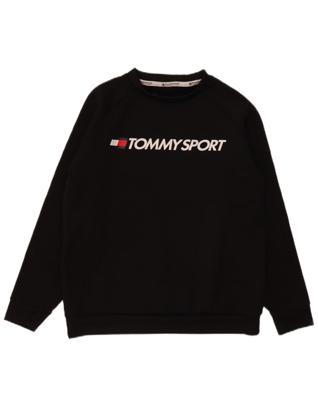 Tommy Hilfiger Womens Graphic Sweatshirt Jumper UK 16 Large Black Polyester