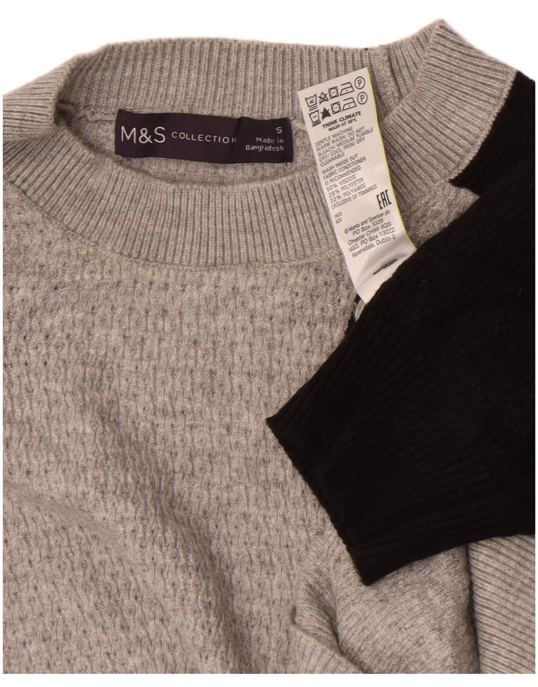 Marks & Spencer Womens Crew Neck Jumper Sweater UK 10 Small Grey