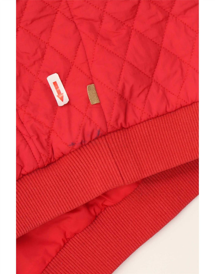 Timberland Womens Hooded Quilted Jacket UK 14 Medium Red Nylon