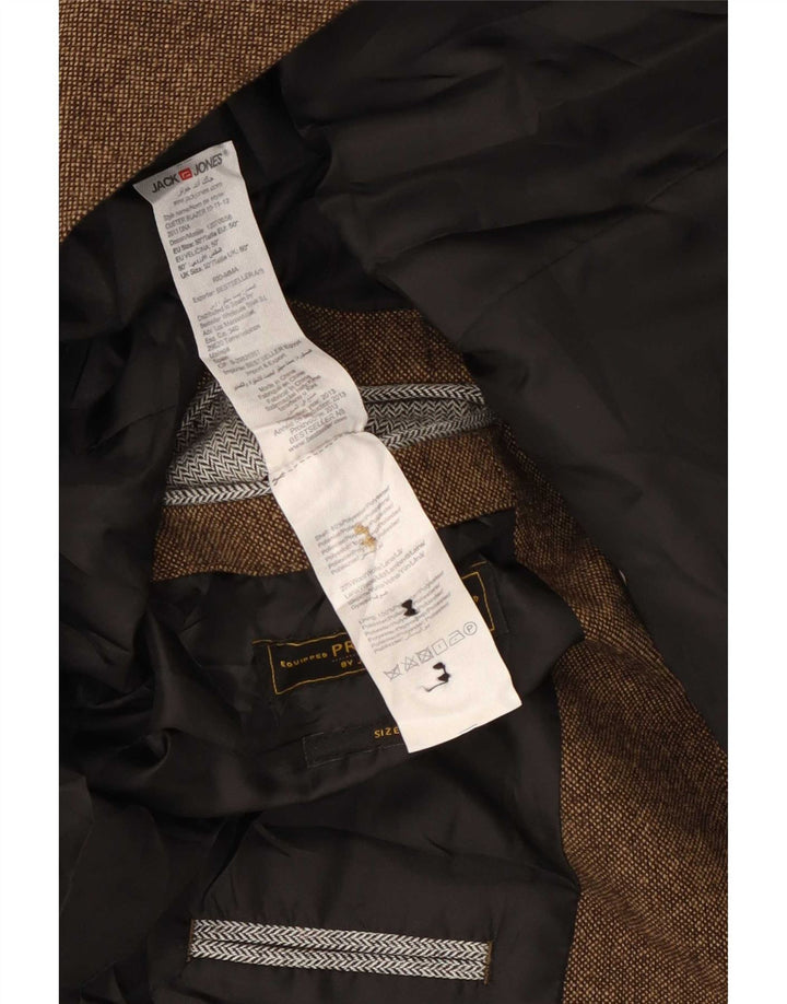 Jack & Jones Mens 2 Button Blazer Jacket IT 50 Large Brown Polyester