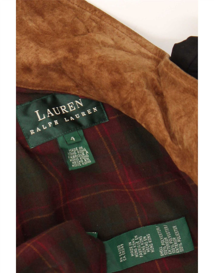 Ralph Lauren Damen Übergroßer gesteppter Mantel US 4 Small Schwarzer Farbblock