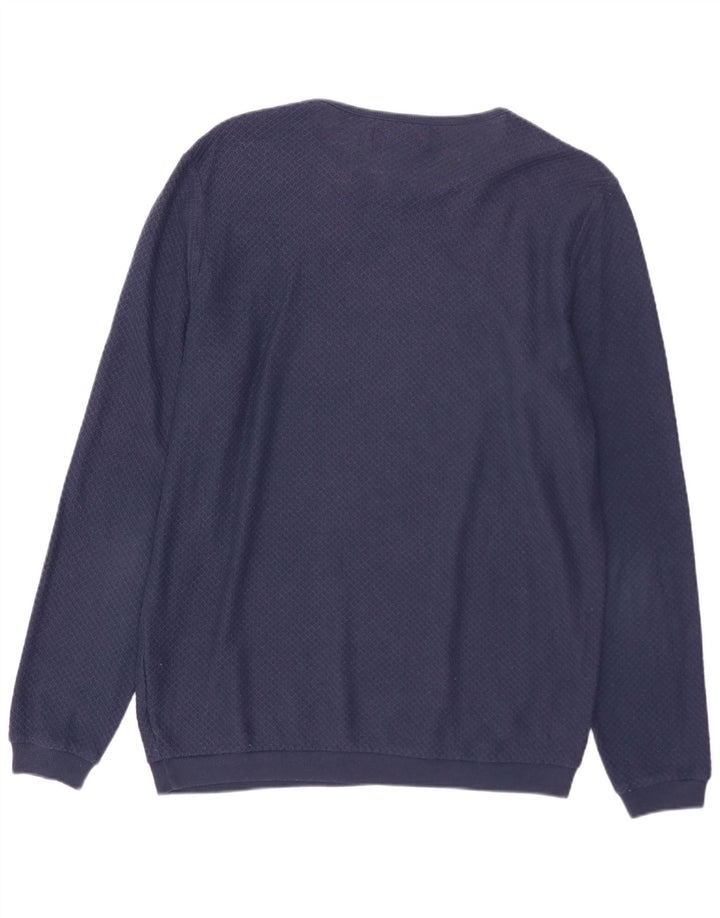 ZARA Herren-Pullover mit U-Boot-Ausschnitt, mittleres marineblaues Polyester
