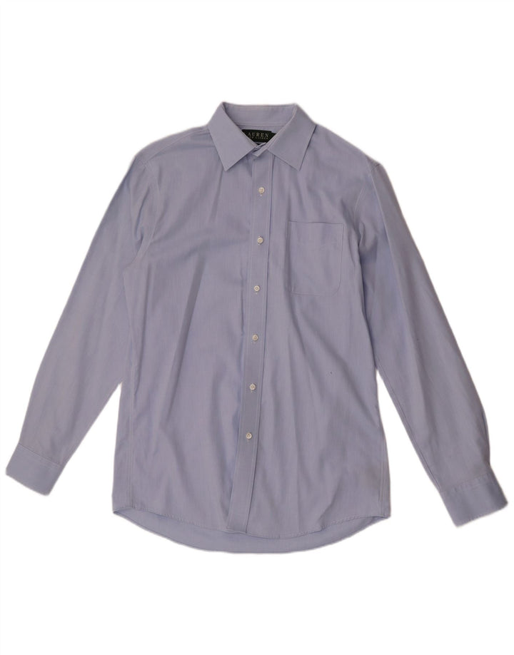 Ralph Lauren Mens Fitted Shirt Size 15 1/2 39 Medium Blue Cotton