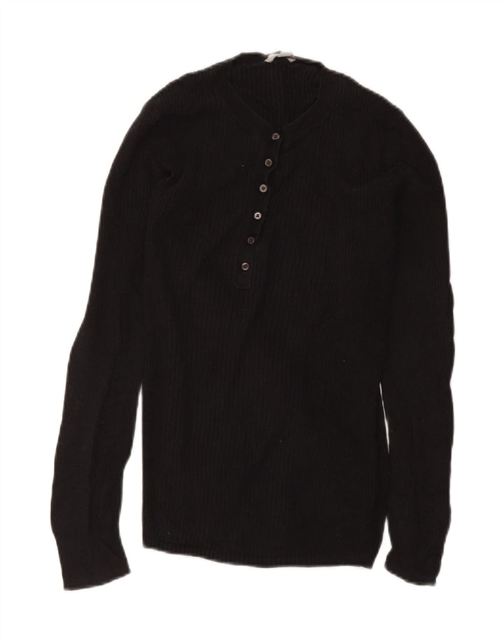 Gap Womens Knit Regular Fit Top Langærmet UK 12 Medium Black Viscose