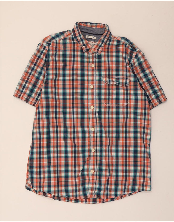 FAT FACE Mens Classic Fit Short Sleeve Shirt XL Multicoloured Check Cotton