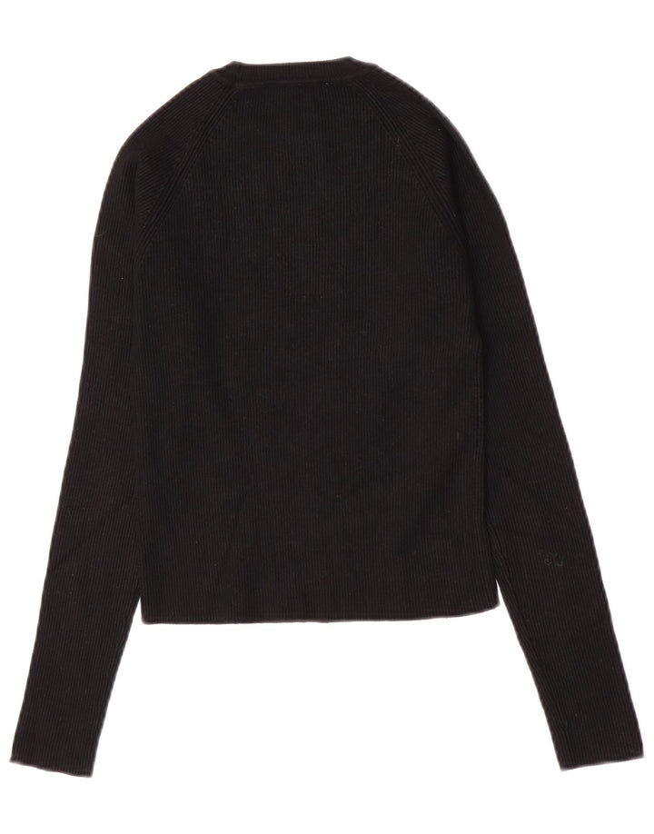 Zara Dame Crop Top Langærmet UK 12 Medium Sort
