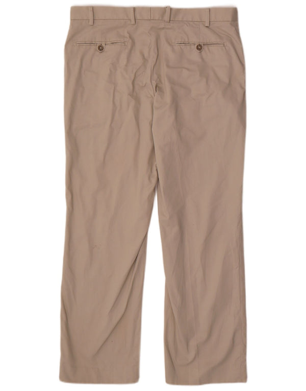 Calça masculina de terno reto Marks & Spencer W36 L29 algodão bege