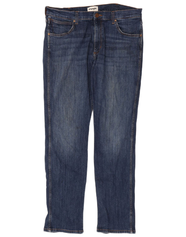 Wrangler Mens Greensboro Straight Jeans W34 L34 Azul Algodão