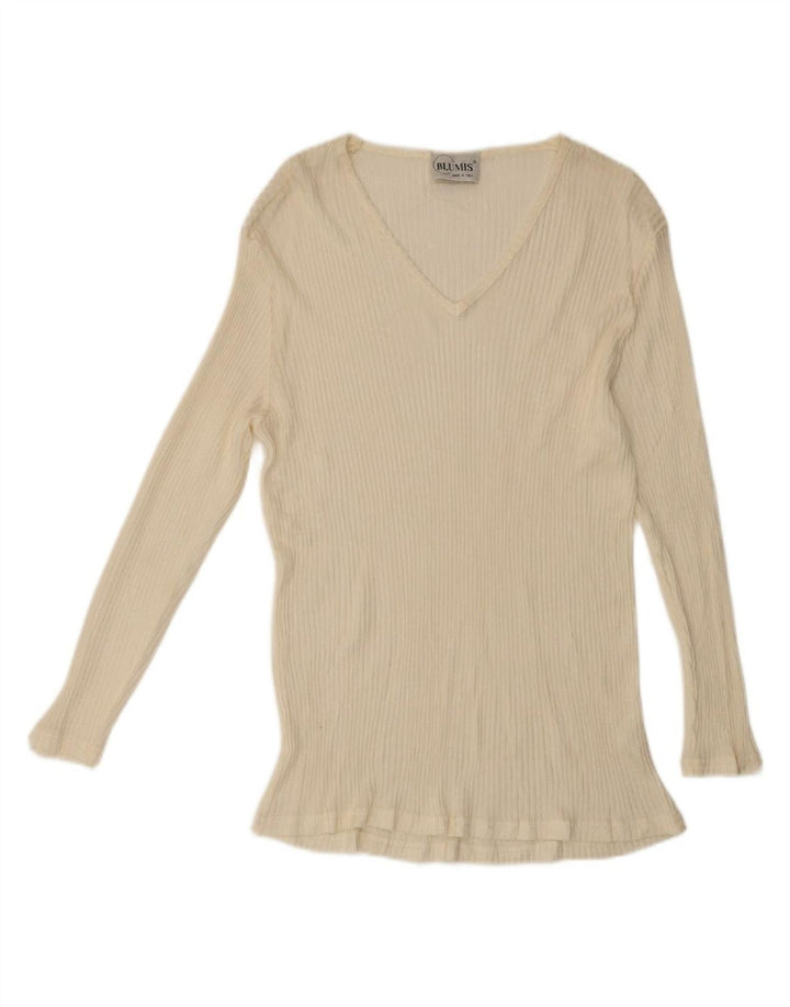 VINTAGE Womens Top Long Sleeve UK 16 Large Off White Viscose Vintage Vintage and Second-Hand Vintage from Messina Hembry 