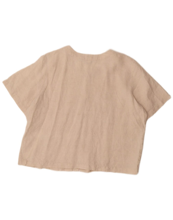 Orvis Damen Kurzarm-Oversize-Hemdbluse UK 18 XL Beige Leinen