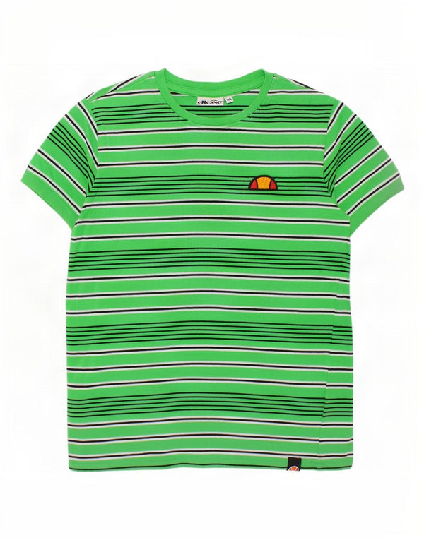 Ellesse Girls T-Shirt Top 11-12 År Grøn Stribet Bomuld