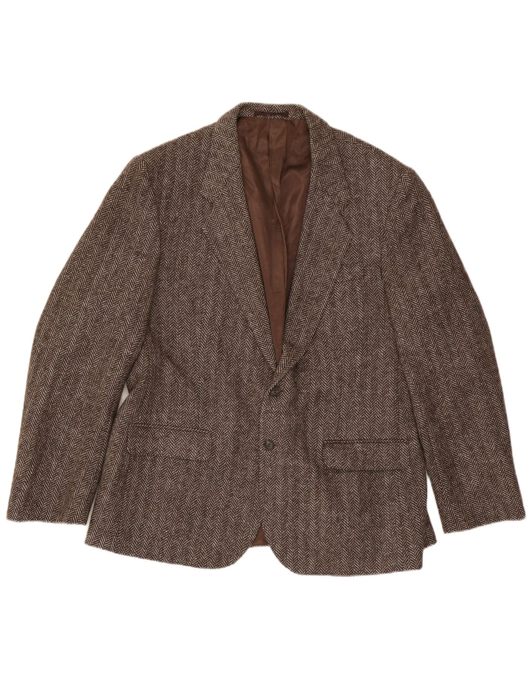 Giacca blazer a 2 bottoni da uomo Four Seasons UK 48 4XL Lana a spina di pesce marrone