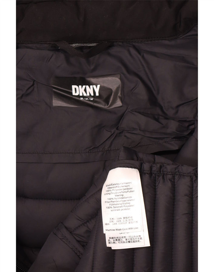 Dkny Manteau rembourré à capuche pour femme UK 12 Medium Noir Polyester
